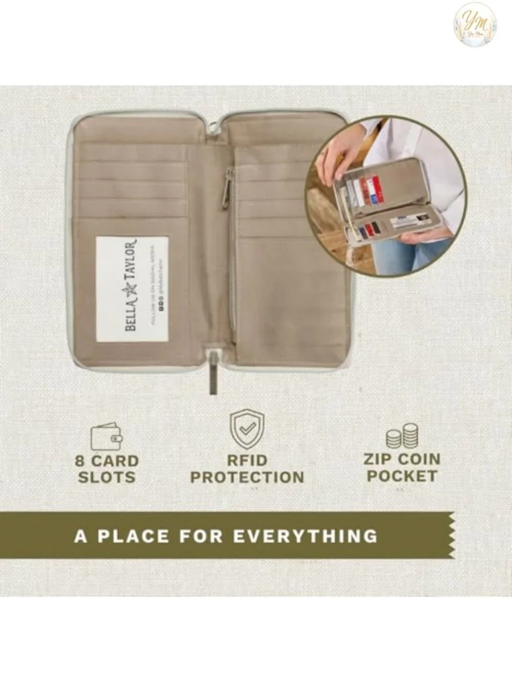 Quilted Wristlet Wallet with Phone Pocket RFID Protection Cotton